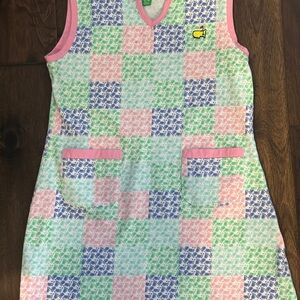 Girls Masters Kids Dress Golf Pink Green Blue Allover Logos Small (7-8) PGA